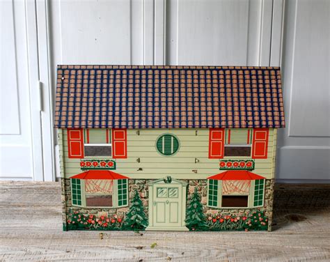 doll house metal tin|metal doll house from 1960s.